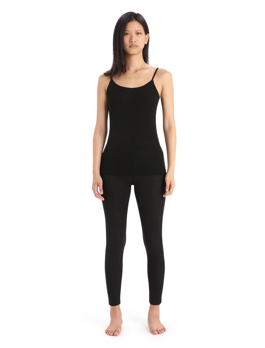 Black Women's Icebreaker Merino 175 Everyday Cami Thermal Singlet Underwear | USA 1693DFMN